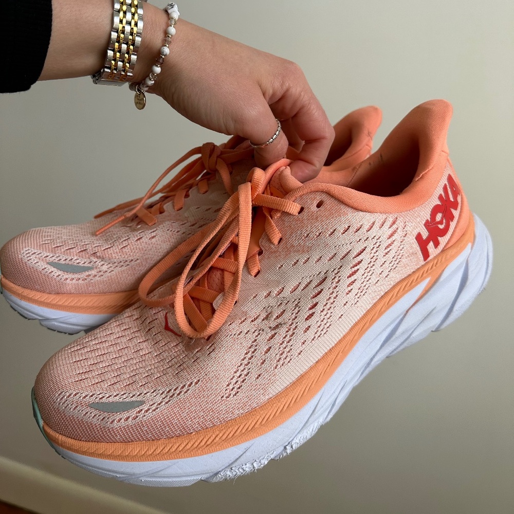 Orange Hoka Cliftons